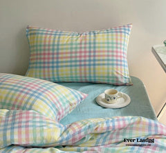 Rainbow Gingham Bedding Set - Green