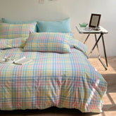 Rainbow Gingham Bedding Set - Green