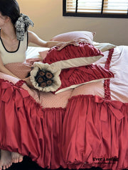 Raspberry Cheesecake Ribbon Ruffle Bedding Set