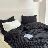 Refreshing Black Thin Stripe Bedding Set