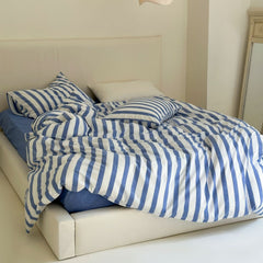 Refreshing Stripe Bedding Set - Blue Thick