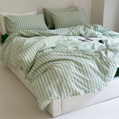 Refreshing Stripe Bedding Set - Forest Green