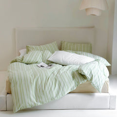 Refreshing Stripe Bedding Set - Mint Green