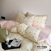 Rosalie Floral Lace Gingham Bedding Set - Pink