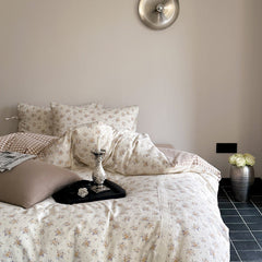 Rosalie Floral Lace Tie-Up Bedding Set - Khaki