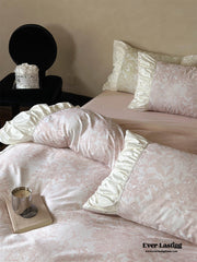 Royal Floral Ruffle Bedding Set - Pink