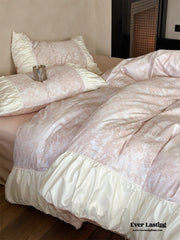 Royal Floral Ruffle Bedding Set - Pink