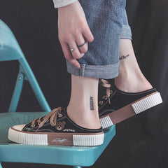 Zapatos casuales sin tacón con bordado de oso