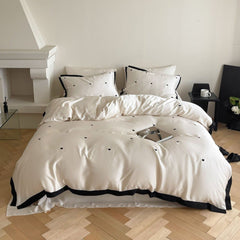 Silky Black Heart White Bedding Bundle