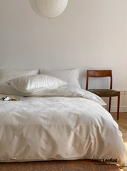 Silky Floral Bedding Set - Snow White