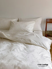 Silky Floral Bedding Set - Snow White