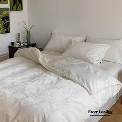 Silky Floral Bedding Set - Snow White