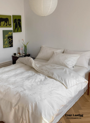 Silky Floral Bedding Set - Snow White
