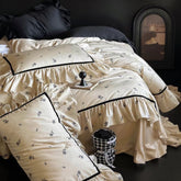 Silky French Black Rose Bedding Set