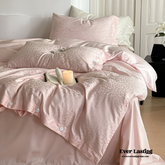 Silky Leopard Buttoned Bedding Set - Baby Pink