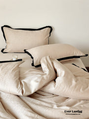 Silky Luxury Heart Textured Bedding Set - Beige