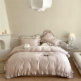 Silky Ruffle Bedding Set - Rust Pink