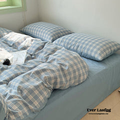 Soft Blend Plaid Bedding Set - Blue