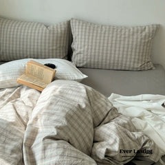 Soft Blend Plaid Bedding Set - Gray