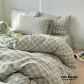 Soft Blend Plaid Bedding Set - Green