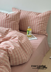 Soft Blend Plaid Bedding Set - Pink