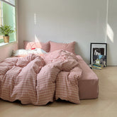 Soft Blend Plaid Bedding Set - Pink