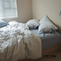 Soft Cottage Blue Ribbon Bedding Set - Blue