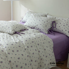 Soft Cottage Ribbon Bedding Set - Purple
