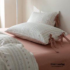 Soft Cottage Ribbon Bedding Set - Rust Pink