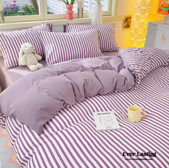 Striped Bedding Set - Purple