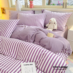 Striped Bedding Set - Purple