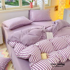 Striped Bedding Set - Purple