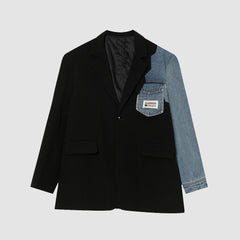 Blazer con costuras de mezclilla