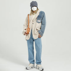 Blazer con costuras de mezclilla