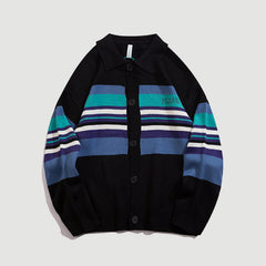 Striped Contrast Knitted Cardigan