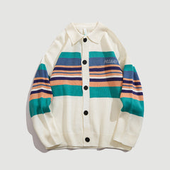 Striped Contrast Knitted Cardigan