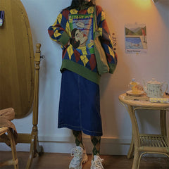 Retro-Rollkragenpullover mit Argyle-Muster