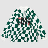 Sudadera con letras bordadas a cuadros