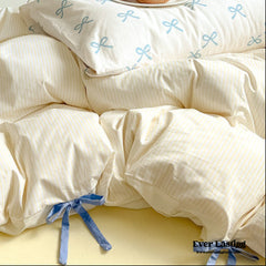 Sweet Bow Striped Bedding Set - Yellow