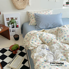 Sweet Floral Bedding Set - Blue