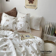 Teddy Duvet Cover - White + Beige