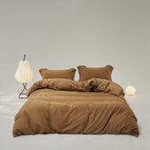 Velvære Luxe Solid Color Cotton Bedding Set - Brown