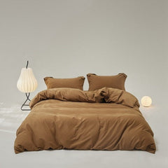 Velvære Luxe Solid Color Cotton Bedding Set - Brown