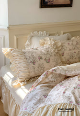 Victorian Inspired Antique Ruffle Bedding Set - Pink Gold