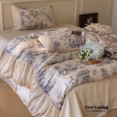 Victorian Inspired Ruffle Bedding Set - Rose Blue