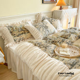 Victorian Inspired Ruffle Bedding Set - Velvet Yellow
