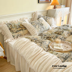 Victorian Inspired Ruffle Bedding Set - Velvet Yellow