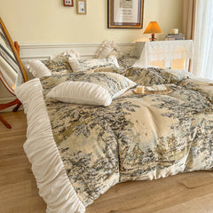Victorian Inspired Ruffle Bedding Set - Velvet Yellow