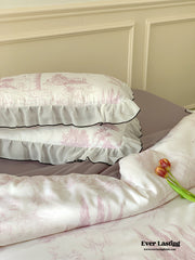 Victorian Inspired Soft Lace Ruffle Bedding Set - Purple