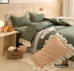 Vintage Earth Tone Large Ruffle Bedding Set - Royal Blue